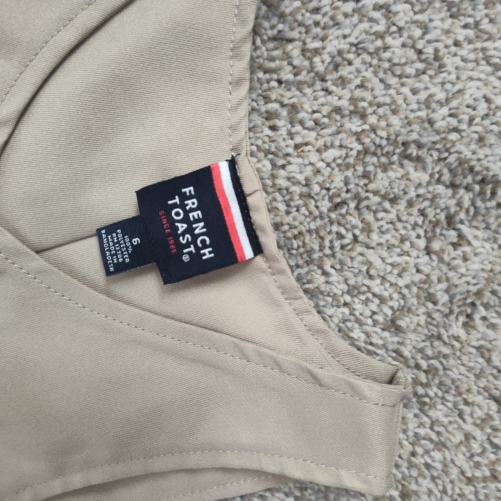 Girls: French Toast Beige Sleeveless Uniform Dress